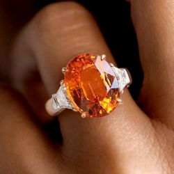 Two Tone Oval Cut Light Garnet Sapphire Engagement Ring For Women
