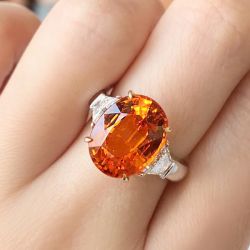Two Tone Oval Cut Light Garnet Sapphire Engagement Ring