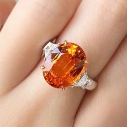 Two Tone Oval Cut Light Garnet Sapphire Engagement Ring For Women