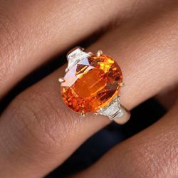 Two Tone Oval Cut Light Garnet Sapphire Engagement Ring For Women