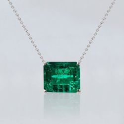 Classic Emerald Cut Emerald Sapphire Pendant Necklace