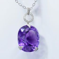 Fancy Cushion Cut Amethyst Sapphire Pendant Necklace