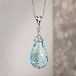 Elegant Briolette Cut Aquamarine Sapphire Pendant Necklace