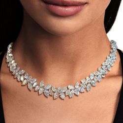 Classic Marquise & Pear Cut White Sapphire Necklace For Women