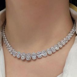 Classic Oval Cut White Sapphire Tennis Necklace