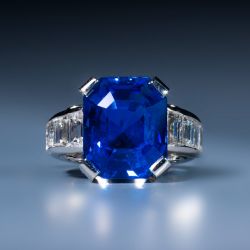 Classic Emerald Cut Blue Sapphire Engagement Ring