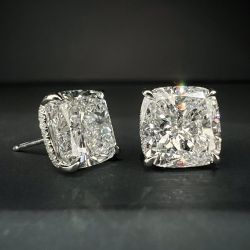 Classic Cushion Cut White Sapphire Stud Earrings For Women 