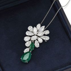 Pear & Marquise Cut Emerald Sapphire Pendant Necklace
