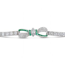Art Deco Bow Design Marquise White Sapphire Bracelet