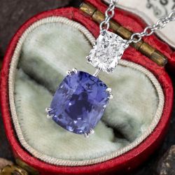 Double Prong Cushion Cut Blue Topaz Pendant Necklace