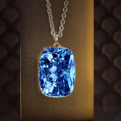 Classic Cushion Cut Blue Sapphire Pendant Necklace
