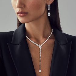 White Sapphire Pear & Round Cut Necklace & Earrings Sets
