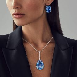 Pear & Cushion Cut Blue Sapphire Necklace & Earrings Sets