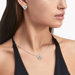 Classic Heart Cut White Sapphire Necklace & Earrings Sets