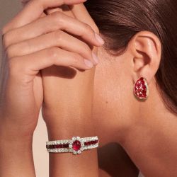 Fashion Oval Cut Ruby Sapphire Bracelet & Earrings Sets