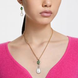 Elegant Golden Oval Cut Pearl & Peridot Necklace & Earrings Sets