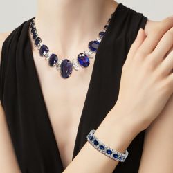 Luxury Oval & Marquise Royal Blue Necklace & Bracelet Sets