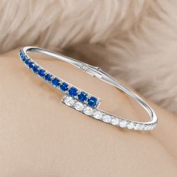 Fashion Round Cut Blue & White Sapphire Bracelet