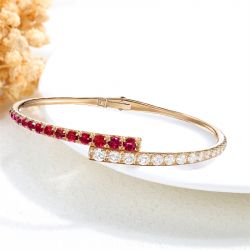 Fashion Rose Gold Round Cut Ruby & White Sapphire Bracelet