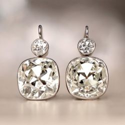 Classic Cushion Cut White Sapphire Drop Earrings