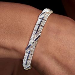 Art Deco Round Cut White Sapphire Bracelet For Women 