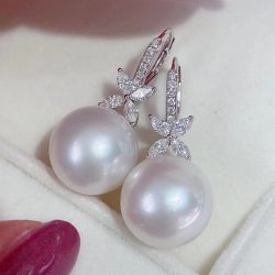 Elegant Round & Marquise Cut Pearl Drop Earrings
