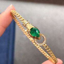 Golden Pear Cut Emerald Sapphire Bracelet For Women Snake Bracelet
