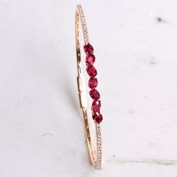 Fashion Rose Gold Oval Cut Ruby Sapphire Bracelet