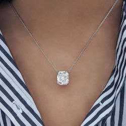 Classic Cushion Cut White Sapphire Pendant Necklace