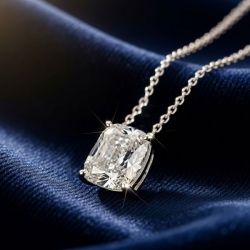 Classic Cushion Cut White Sapphire Pendant Necklace