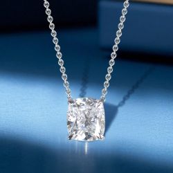 Classic Cushion Cut White Sapphire Pendant Necklace