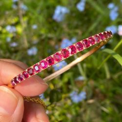 Classic Golden Cushion Cut Ruby Sapphire Bracelet