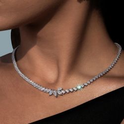Elegant Marquise Cut White Sapphire Tennis Necklace For Women