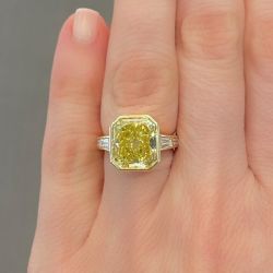 Golden Bezel Radiant Cut Yellow Sapphire Engagement Ring