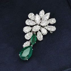 Gorgeous Pear & Marquise Cut Emerald Sapphire Brooch For Women