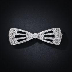 Fabulous Art Deco Round Cut White Sapphire Brooch For Women