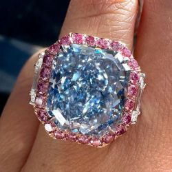 Two Tone Halo Radiant Cut Blue Topaz Engagement Ring For Women
