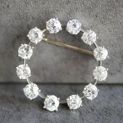 Classic Round Cut White Sapphire Brooch For Women