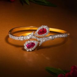 Two Tone Pear Cut Ruby Sapphire Vintage Bracelet For Women