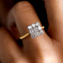 Elegant Two Tone Round Cut White Sapphire Engagement Ring For Women 