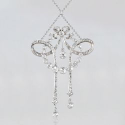 Vintage Round Cut White Sapphire Pendant Necklace For Women