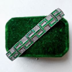 Art Deco Asscher Cut White & Emerald Cut Bracelet For Women