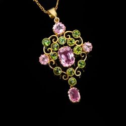 Golden Cushion Cut Pink Sapphire Pendant Necklace For Women