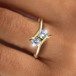 Golden Round Cut White Sapphire Wedding Band For Women