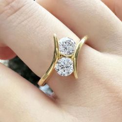 Golden Round Cut White Sapphire Wedding Band For Women