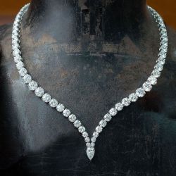 Classic Pear Cut White Sapphire Tennis Wedding Necklace For Women 