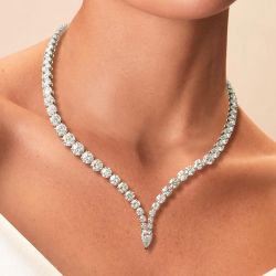 Classic Pear Cut White Sapphire Tennis Wedding Necklace For Women 