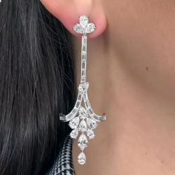 Vintage Pear Cut White Sapphire Drop Earrings For Women