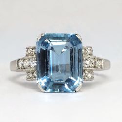 Classic Emerald Cut Blue Topaz Sapphire Engagement Ring For Women