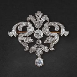 Vintage Round Cut White Sapphire Brooch For Women